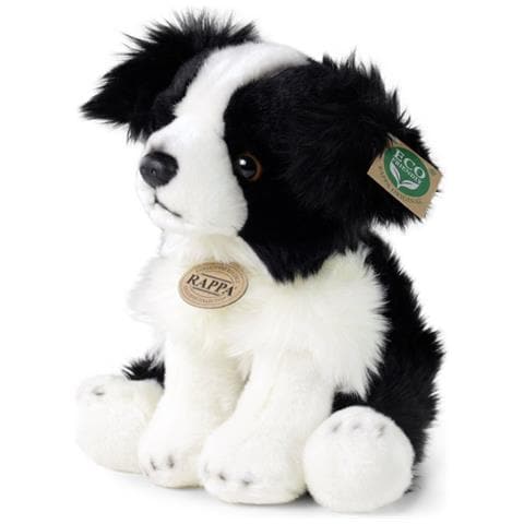 Peluche Cane 30cm Realista Ultra Morbido In Materiale Riciclato Ecologico, Bianco / Nero - Foto 1