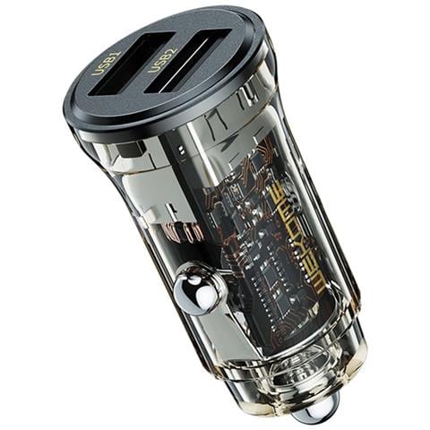 Caricatore Per Auto 2 Usb-a 15w Serie Vanguard Ricarica Rapida, Nero Transparente - Foto 1