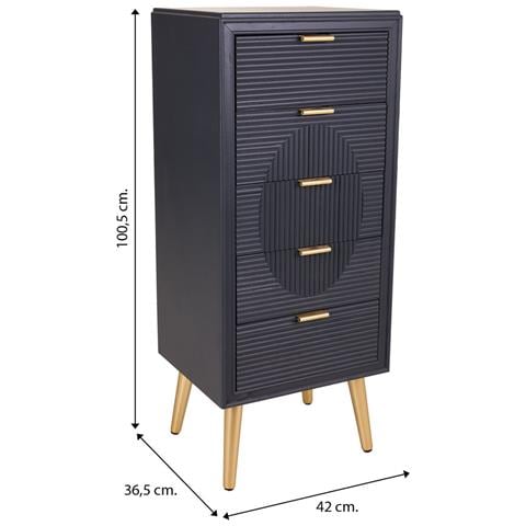 Cassettiera In Legno Grigio Scuro 42x36,5x100,5h - Foto 8