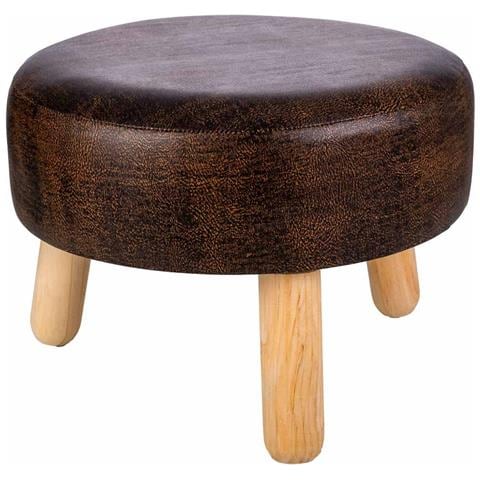 Sgabello In Legno E Similpelle Marrone 40x40x13/29h - Foto 1
