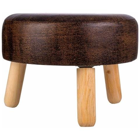 Sgabello In Legno E Similpelle Marrone 40x40x13/29h - Foto 2