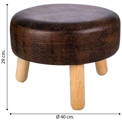 Sgabello In Legno E Similpelle Marrone 40x40x13/29h - Foto 5