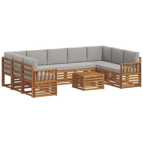 Set divani con cuscino 10 pcs Grigio Naturale e Chiaro - Foto 1