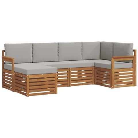 Set divani con cuscino 6 pcs Grigio Naturale e Chiaro - Foto 1