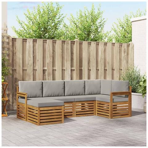 Set divani con cuscino 6 pcs Grigio Naturale e Chiaro - Foto 2