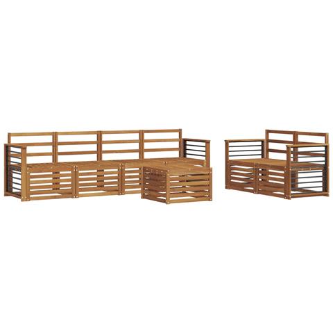 Set divani 7 pcs Naturale Legno di Acacia Massello - Foto 1