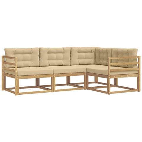 Set di divani da esterno 3 pcs Bianco e Beige Poliestere - Foto 1