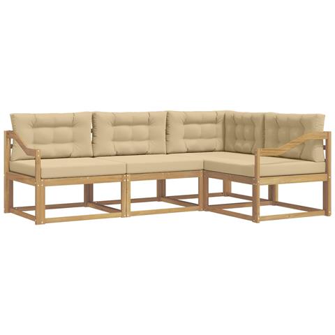 Set di divani da esterno 3 pcs Bianco e Beige Poliestere - Foto 1