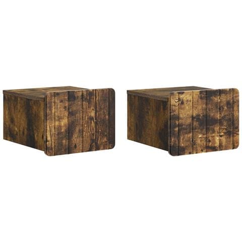 Mobiletto da notte a muro 2 pcs Rovere Fumo 33 x 34,5 x 24 cm - Foto 1