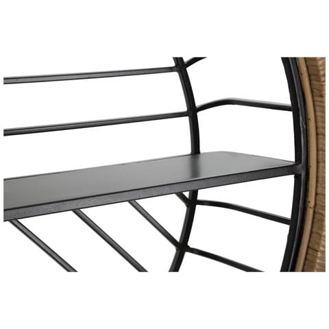 Mensola Da Muro Cebu A 2 Ripiani In Ferro E Rattan — 72,5x18x65 Cm - Foto 2
