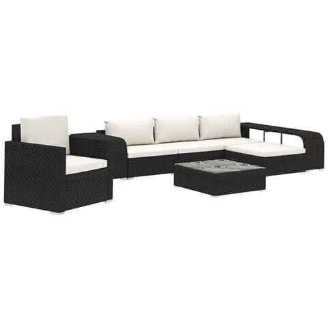 Set Divani da Giardino 8 pz con Cuscini in Polyrattan Nero - Foto 1