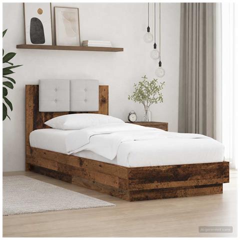 Struttura letto con testata Legno antico Legno ingegnerizzato - Foto 2