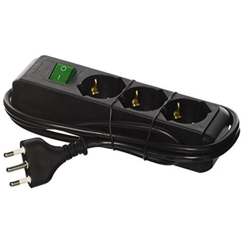 Multipresa Eco-Line con interruttore Con 3 prese italiane 10/16A + schuko Colore nero Cavo 1 4m di tipo H05VV-F 3G1 0 - Foto 2