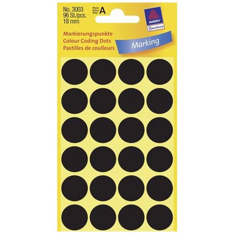 Etichette Ø 18 Mm Carta Nero 96 Pz. Permanente Etichetta Di Identificazione A Forma Di Bollino - Foto 1