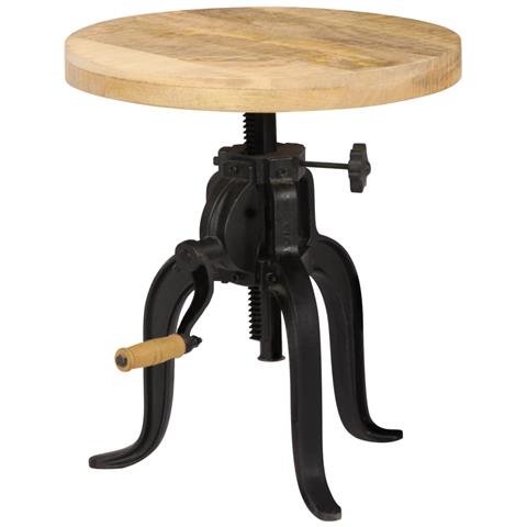 Tavolino 45x (45-62) Cm In Legno Massello Di Mango E Ghisa - Foto 1