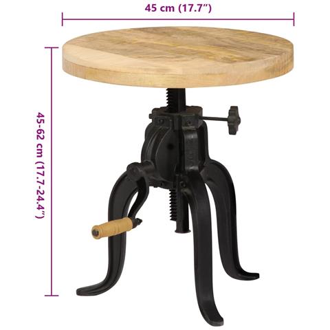 Tavolino 45x (45-62) Cm In Legno Massello Di Mango E Ghisa - Foto 9