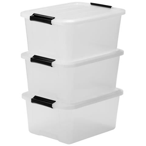 107.079, Set Di Scatole Con Manico E Coperchio, Plastica, Chiara, Set Di 3 (small)  - Foto 10