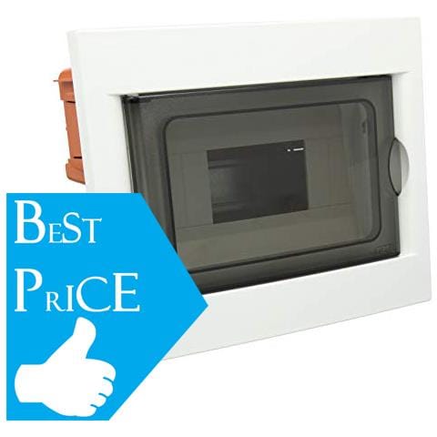 Centralino Quadro Elettrico- Da Incasso - Con Sportello - Modello 63008b - 8 Moduli - Colore Bianco E Fumè - Ip40 - Foto 2