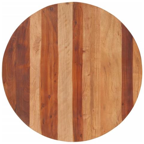 Piano Tavolo in Legno Massello di Acacia Rotondo 25-27 mm 80 cm - Foto 1