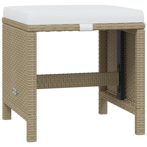 Set Da Pranzo Per Giardino 17pz Con Cuscini In Polyrattan Beige - Foto 2