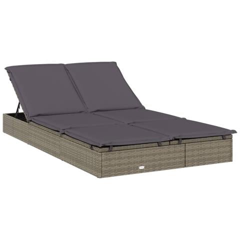 Lettino Doppio Tetto Pieghevole Grigio 213x118x97 cm Polyrattan - Foto 2
