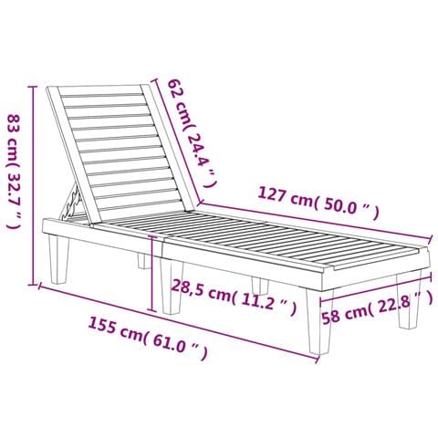 Lettini Prendisole 2pz Neri 155x58x83 Cm In Polipropilene - Foto 2