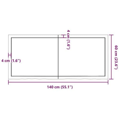 Ripiano a Parete 140x60x (2-6) cm Massello Rovere Non Trattato - Foto 9
