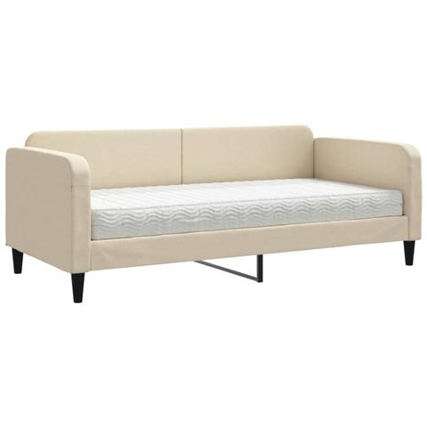 Divano Letto Con Materasso Crema 90x200 Cm In Tessuto - Foto 1
