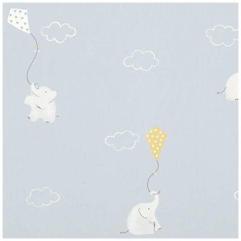 Tessuto My Little World Elefanti Blu Chiaro Bianco Lime - Foto 1