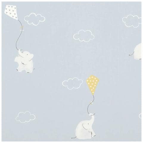 Tessuto My Little World Elefanti Blu Chiaro Bianco Lime - Foto 3
