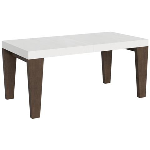Tavolo Allungabile 90x180/440 Cm Spimbo Mix Piano Bianco Frassino - Gambe Noce - Bianco Frassino /noce - Foto 1