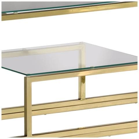 Tavolino Consolle Dorato Acciaio Inossidabile E Vetro Temperato - Foto 2