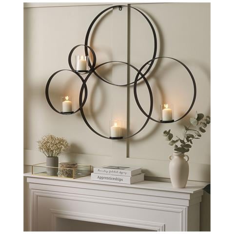 Portacandele Da Parete In Metallo Nero 80 Cm Buru - Foto 1