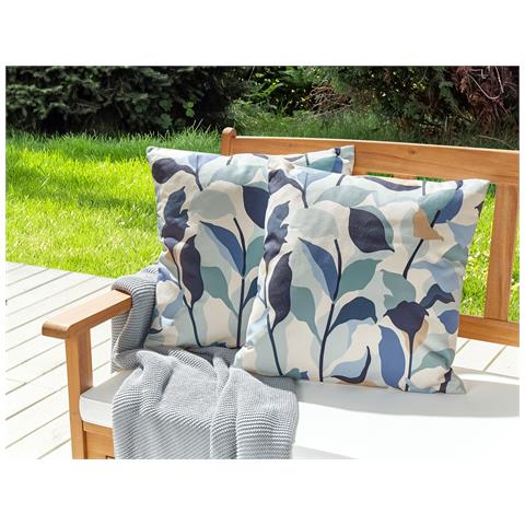 Set Di 2 Cuscini Da Esterno Blu 45 X 45 Cm Veglino - Foto 1
