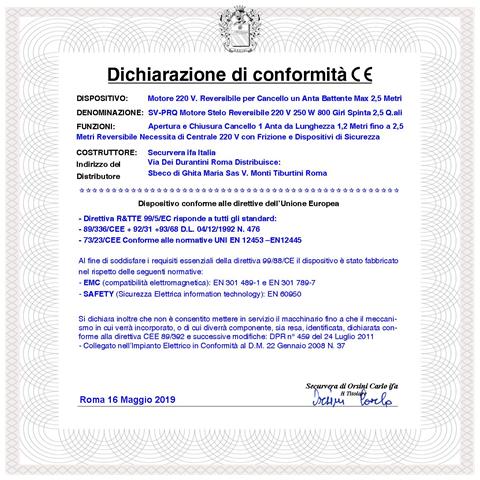 Motoriduttore Elettromeccanico Per Cancello Anta Battente Da 2,5 Metri Stelo Retrattile Reversibile Corsa 400 Mm 230 V - Foto 5