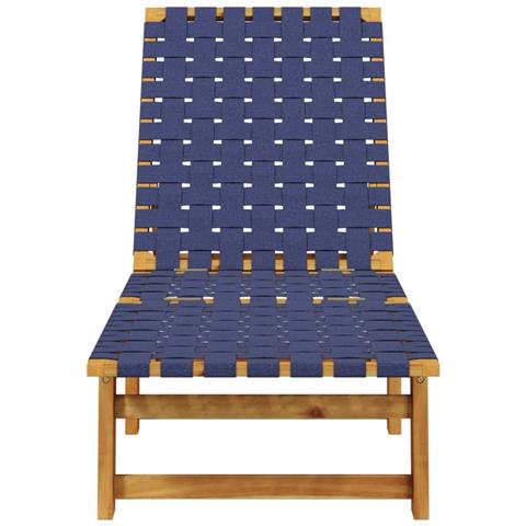Lettino Prendisole Blu Scuro Legno Massello Di Acacia E Tessuto - Foto 3