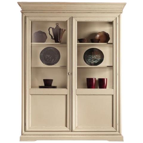 Vetrina Shabby In Legno 2 Porte Smontabile Avorio L. 145 P. 50 H. 215 - Foto 1