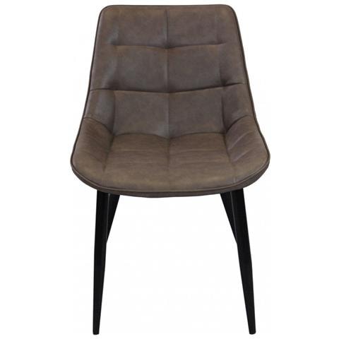 Sedia Larga Da Interno Sala Da Pranzo Con Struttura In Metallo E Seduta Morbida Rivestita In Ecopelle No Arm - Brown - Foto 1