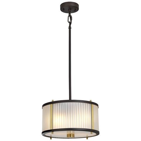 Lampadario Corona Acciaio Bronzo E Vetro Ottone Antico 2 Luci E27 - Foto 1