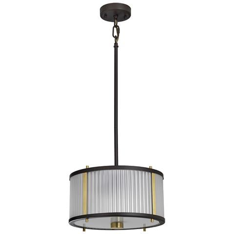 Lampadario Corona Acciaio Bronzo E Vetro Ottone Antico 2 Luci E27 - Foto 2