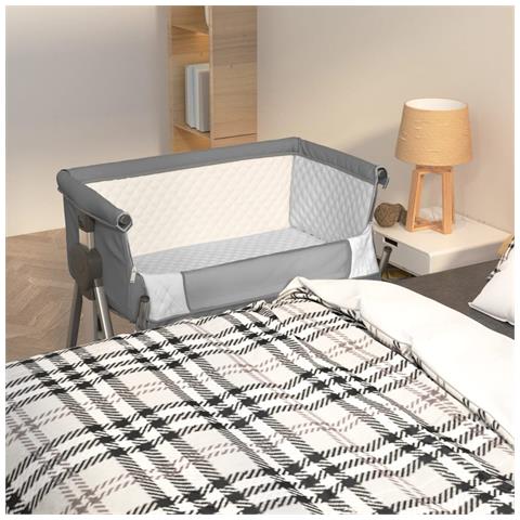 Lettino Per Bambini Con Materasso Grigio Scuro Tessuto Di Lino - Foto 8