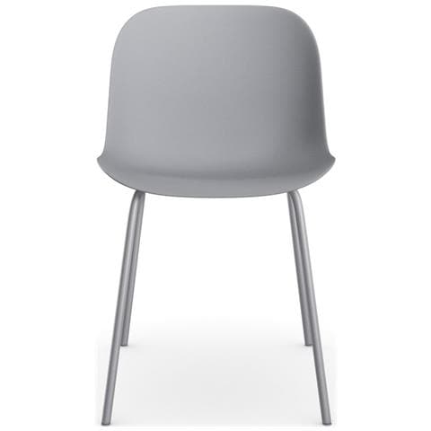 Ocean Set Di 2 Sedie Da Pranzo In Plastica Grigia Con Gambe In Metallo Grigio - Foto 2