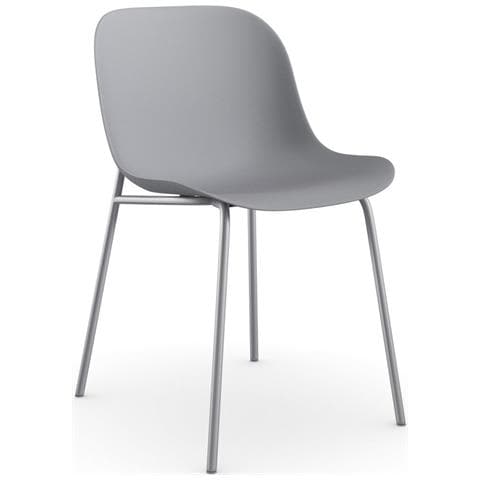 Ocean Set Di 2 Sedie Da Pranzo In Plastica Grigia Con Gambe In Metallo Grigio - Foto 7