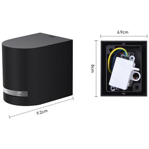 Applique Led Luce Naturale Lampada Da Parete Muro Faretto Gu10 8w Ip54 Nero - Foto 6