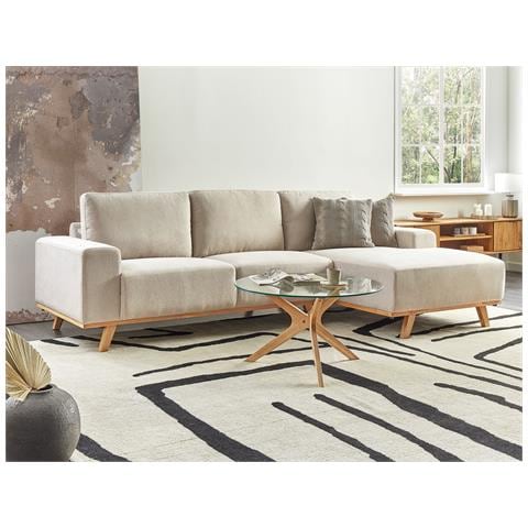 Divano Angolare 3 Posti Nora Tessuto Beige Lato Sinistro - Foto 1