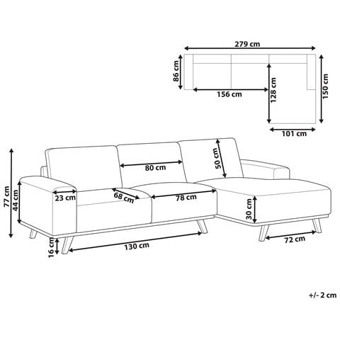 Divano Angolare 3 Posti Nora Tessuto Beige Lato Sinistro - Foto 7