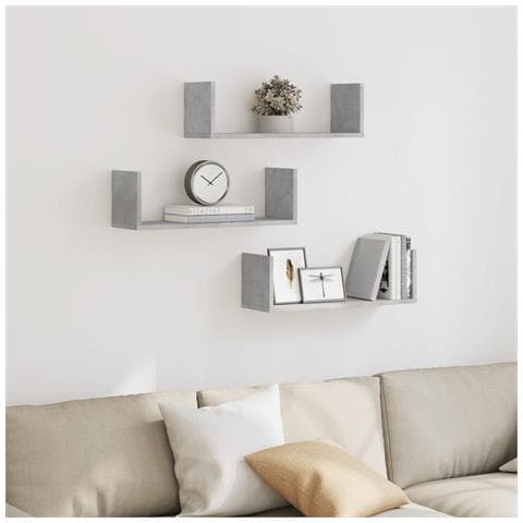 Mensole A Muro 2pz Grigio Cemento 58x18x18 Cm In Truciolato - Foto 3