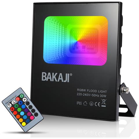 Faro LED RGB 30W Luce Atmosfera Faretto Proiettore Esterno Slim IP65 Telecomando - Foto 1