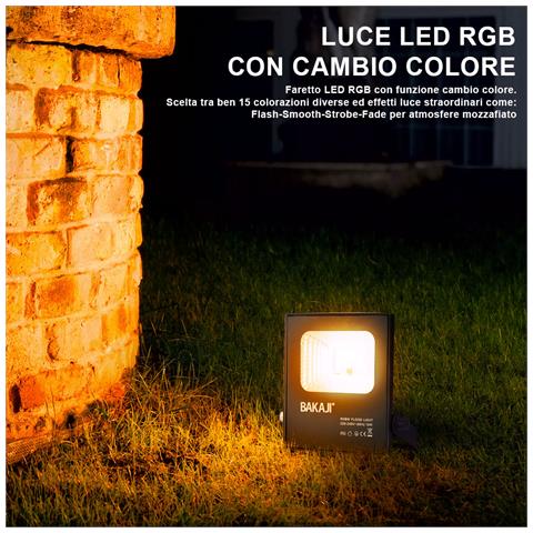 Faro LED RGB 30W Luce Atmosfera Faretto Proiettore Esterno Slim IP65 Telecomando - Foto 4