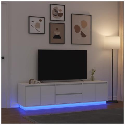 Mobile Porta TV con Luci LED Bianco 193,5x41x50 cm - Foto 10